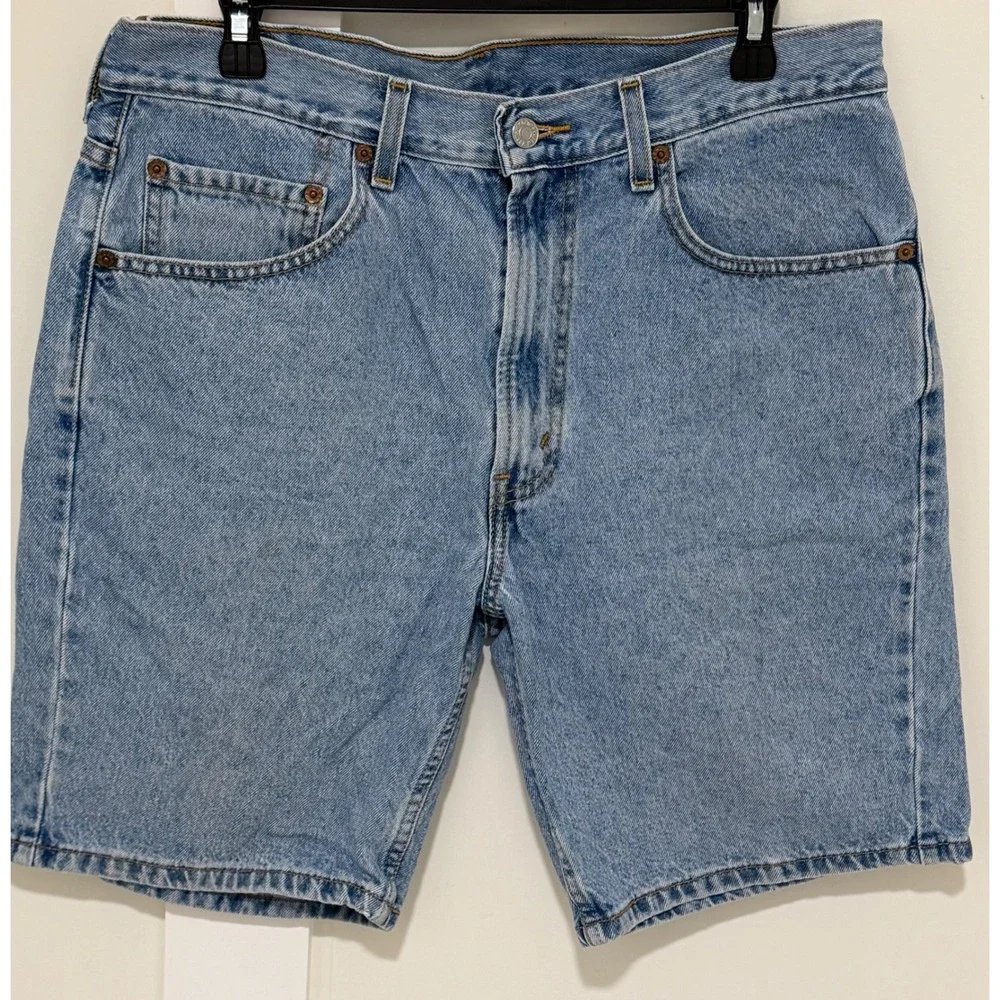 Levis 505 Regular Fit Denim Shorts Mens 34 Light Wash Blue Cotton Jeans Shorts